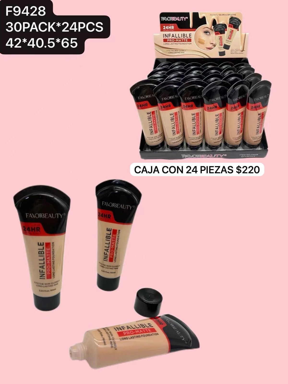 caja con 24 maquillajes líquidos, codigo f9428