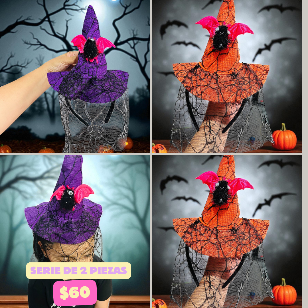 2 diademas de sombrero de brujita, codigo a142