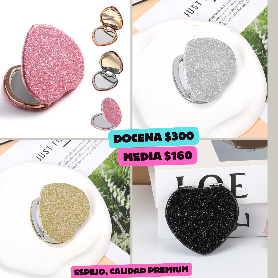 espejo corazon brillante, premium, codigo a87bis