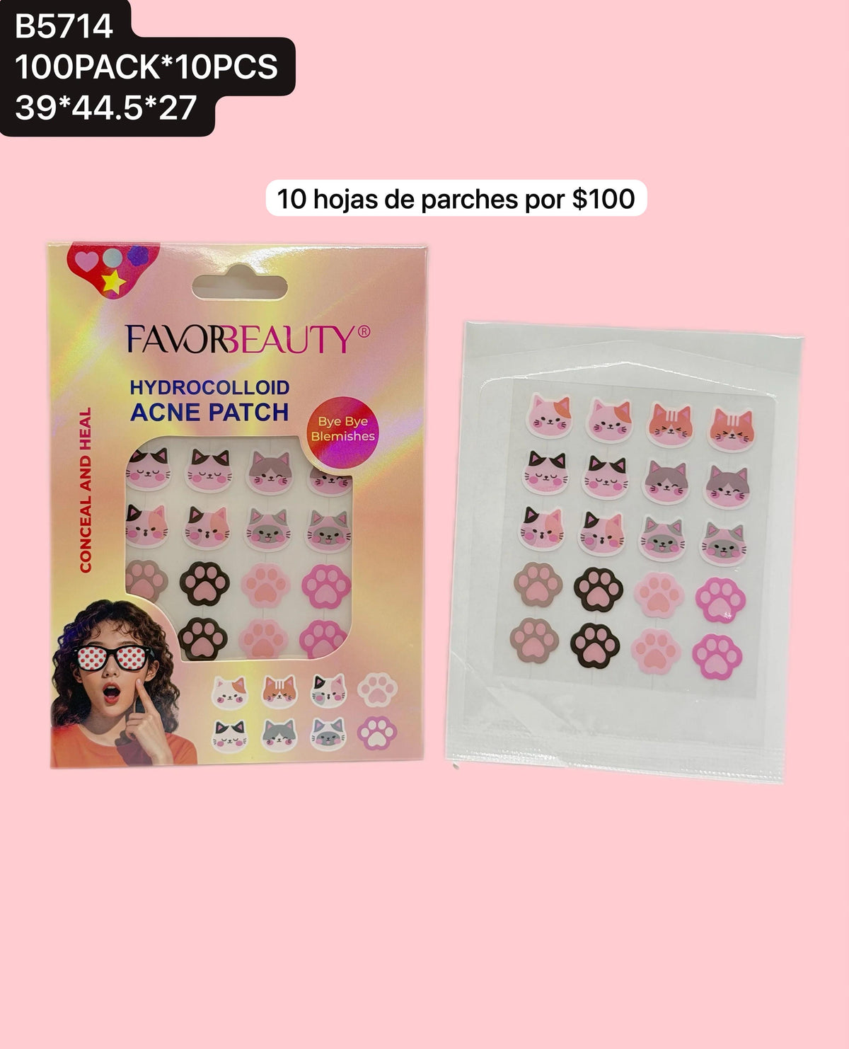 Parche para acne de gatitos , 10 platillas, codigo B5714