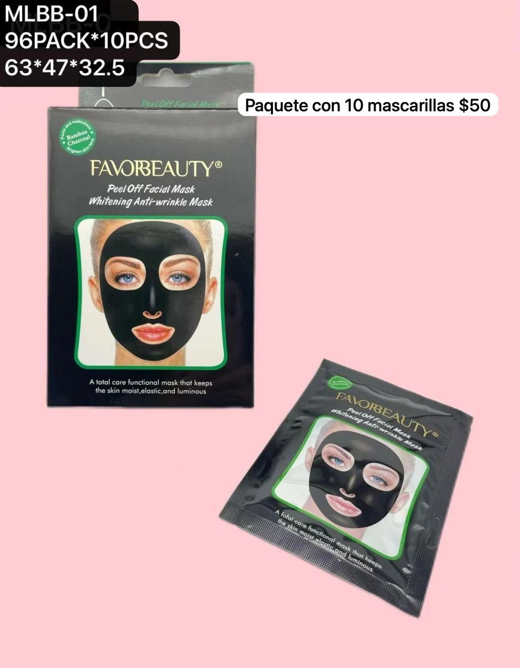MaScarilla de carbon, caja con 10 piezas, codigo MLBB-01