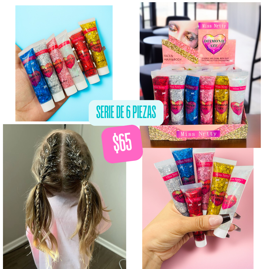 gliter multiusos, serie de 6 piezas, codigo a253