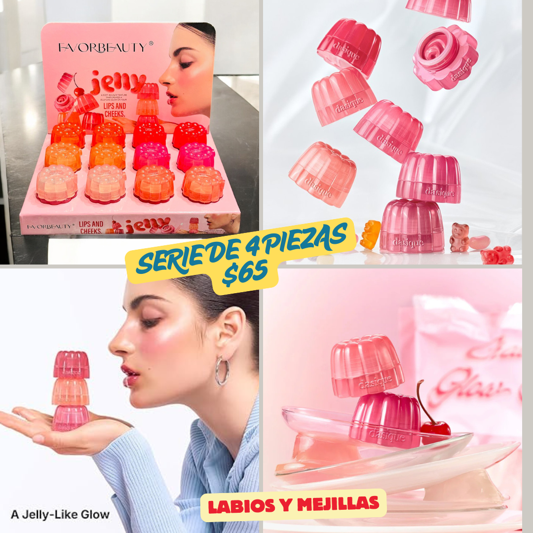 serie de 4 rubores y labiales en forma de gelatina, codigo a49