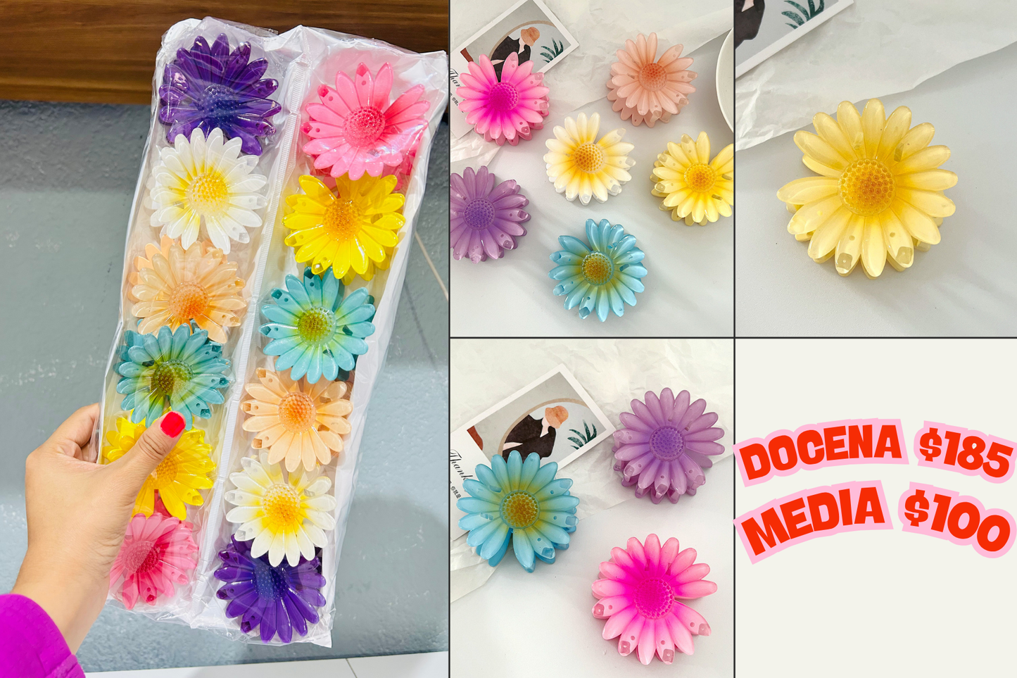 pinza girasol de colores, codigo a68