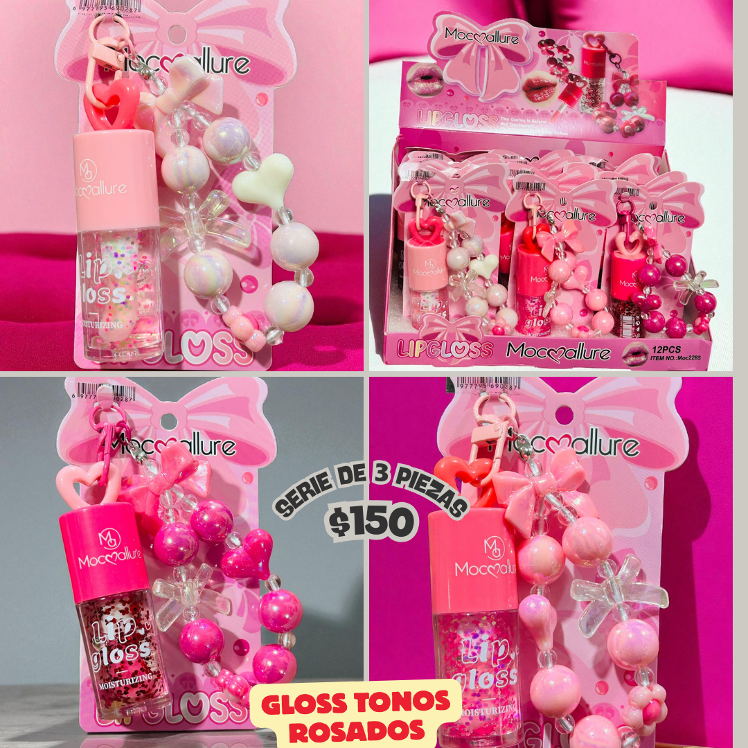 gloss con llavero grande, serie de 3 piezas, codigo a233