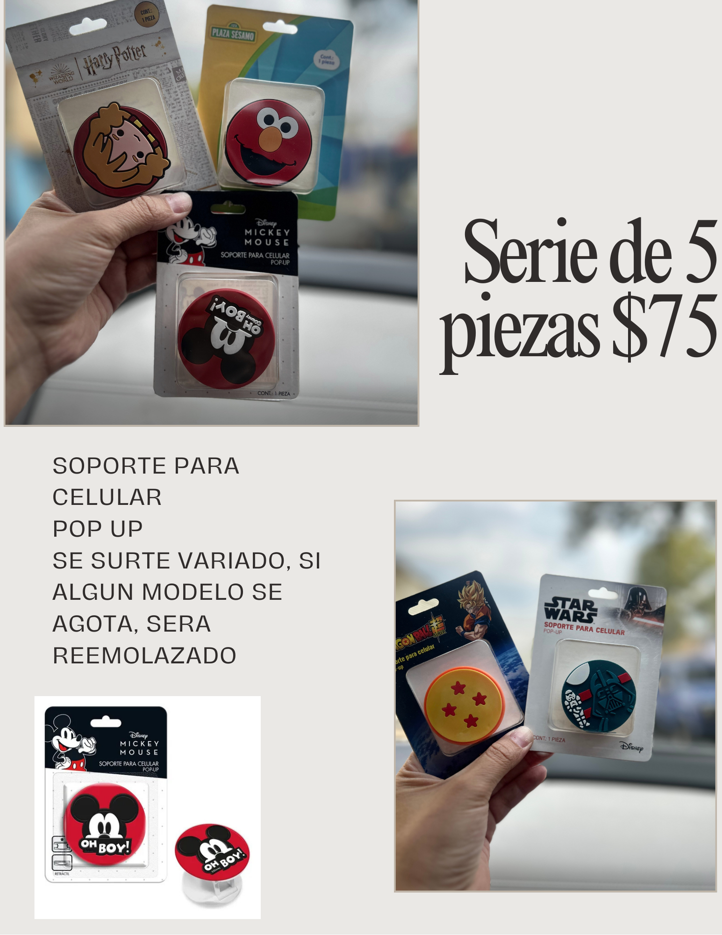 serie de 5 soportes para celular variado código a906