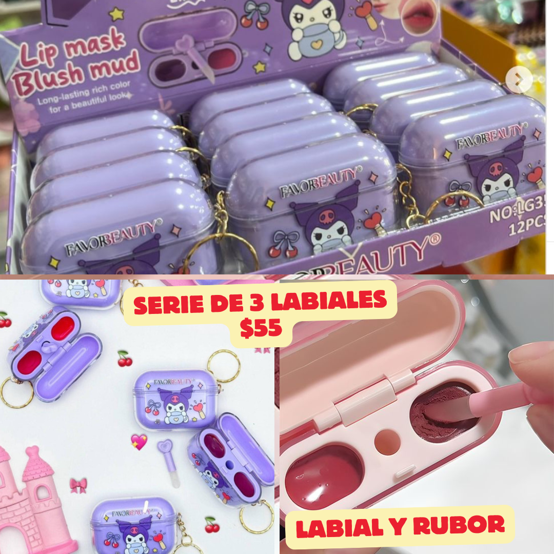 serie de 3 labiles y rubor en forma de AirPods, codigo a303