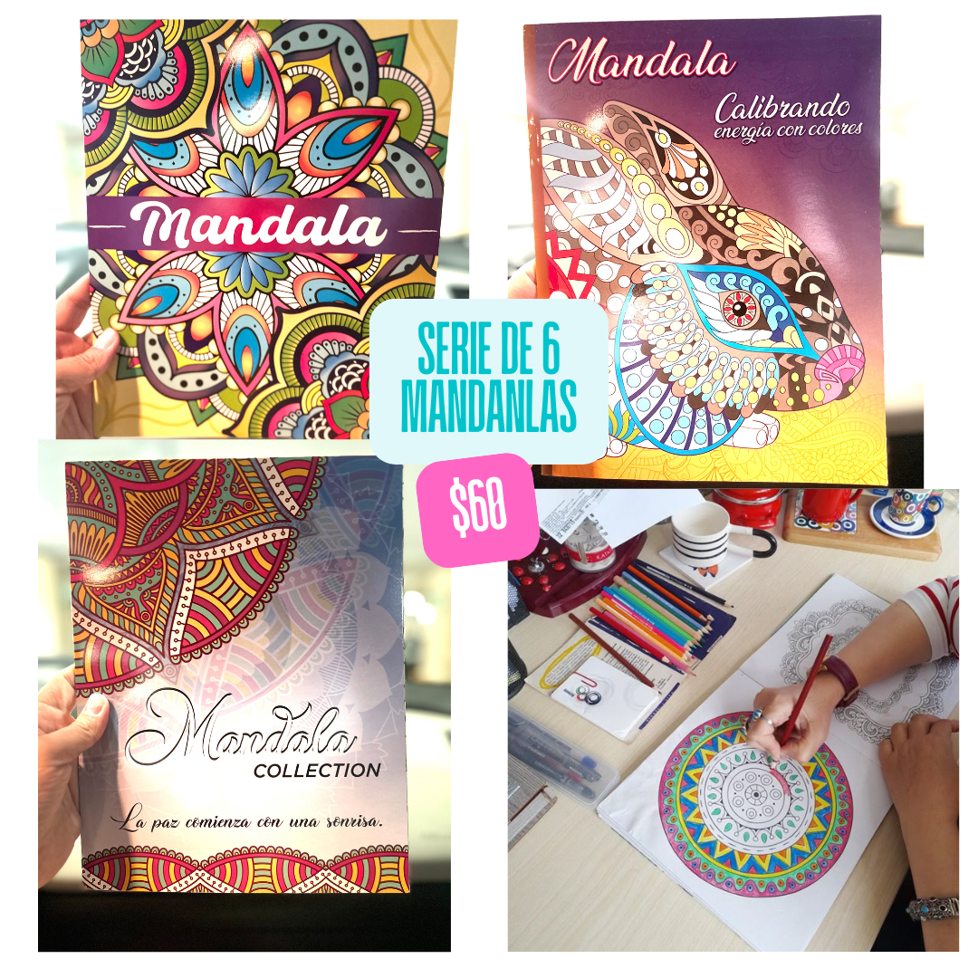 serie de 6 libros de mandala, variados codigo a146