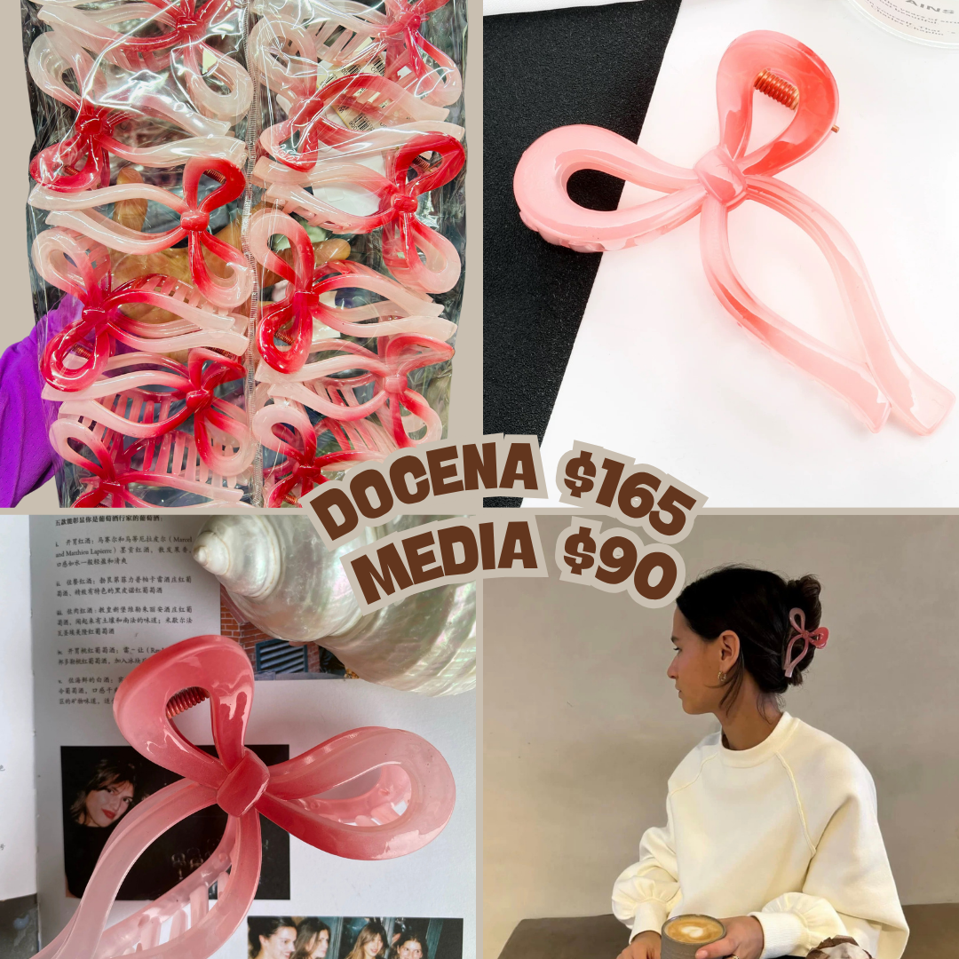 Pinza moño rosado, degradado, codigo a174BIS