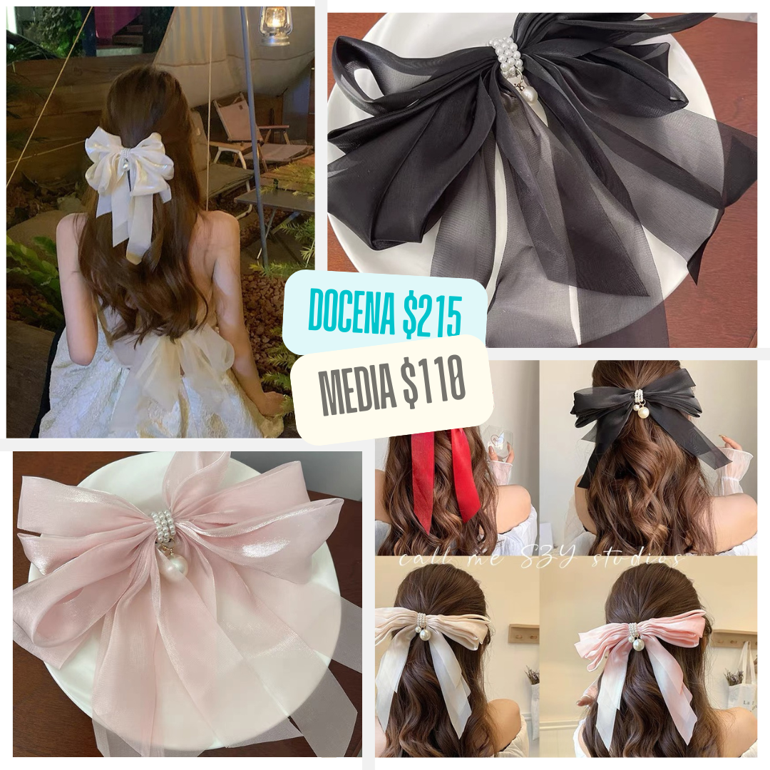 moño satin con perla, codigo a167