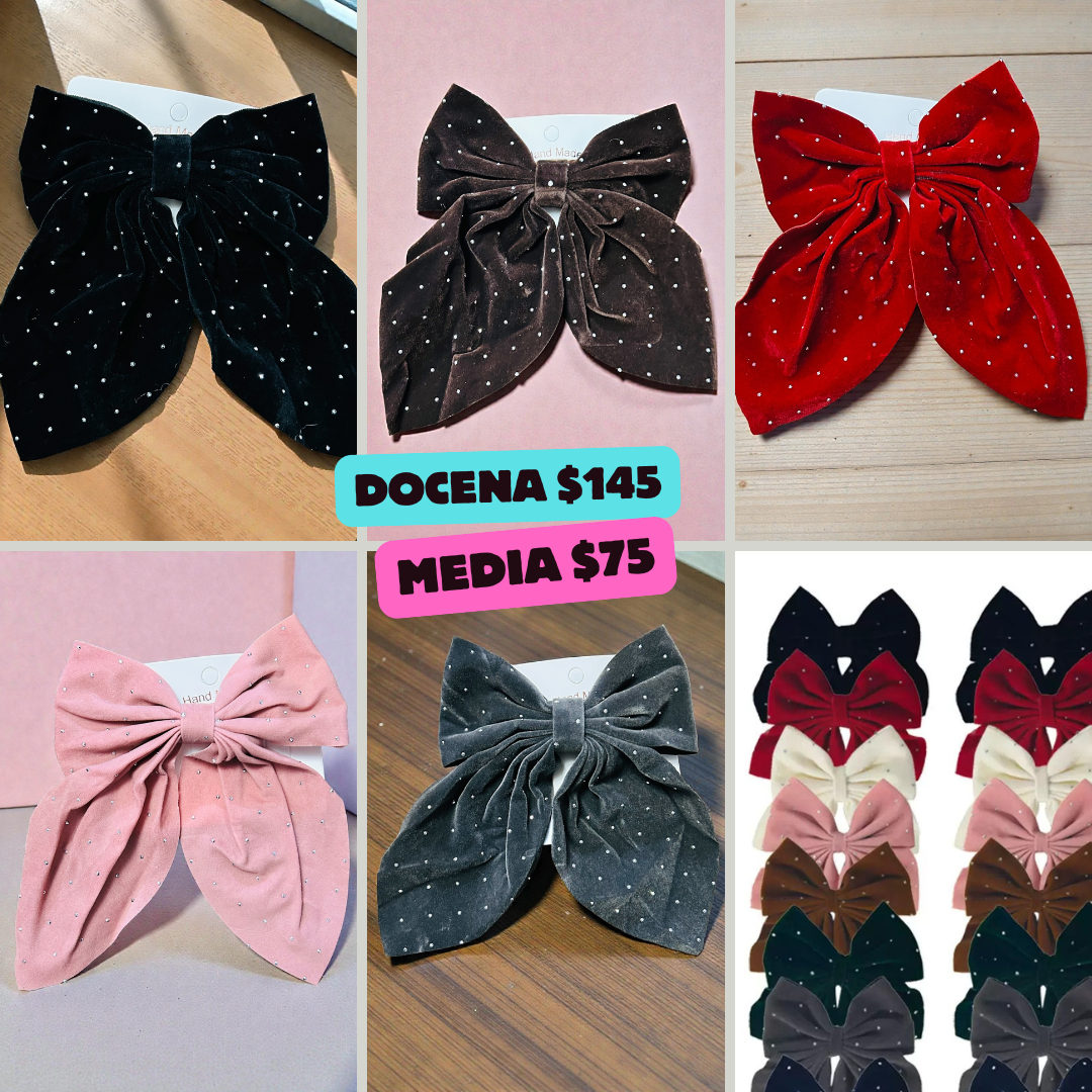 moño de terciopelo con piedras, codigo a41