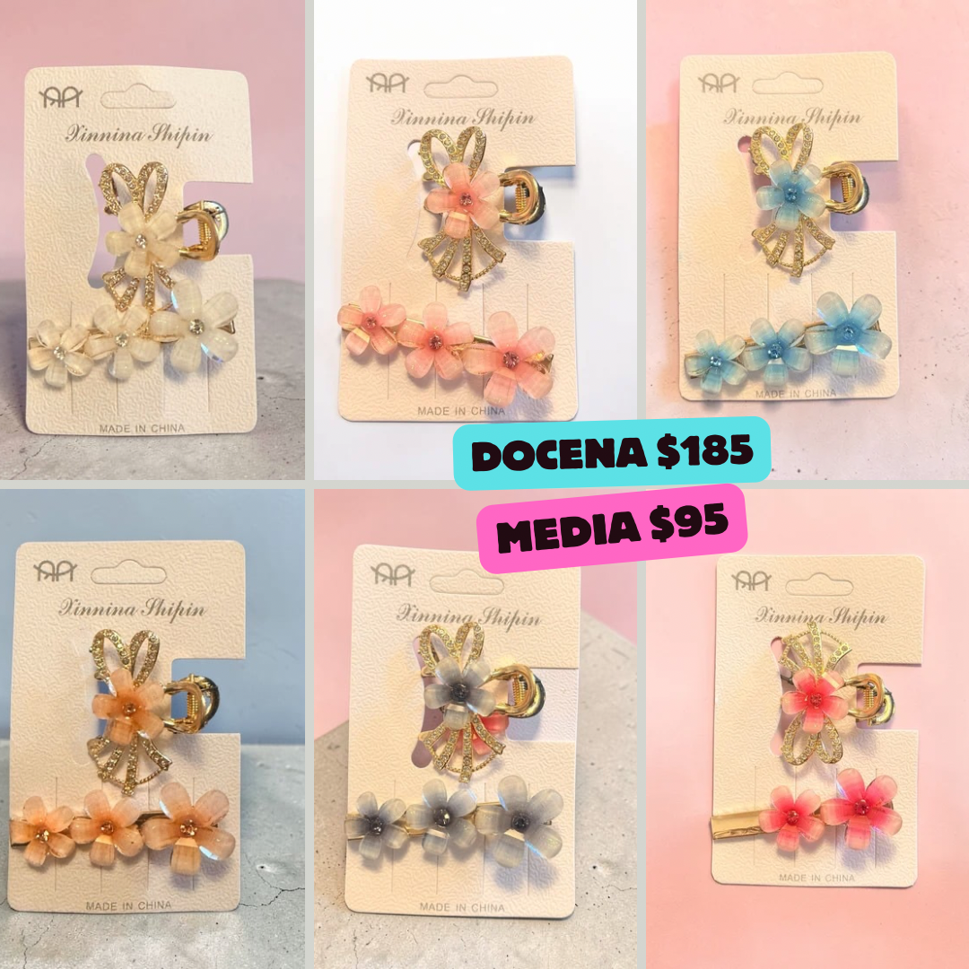 mini pinza con pasador de flores de cristal, codigo a76