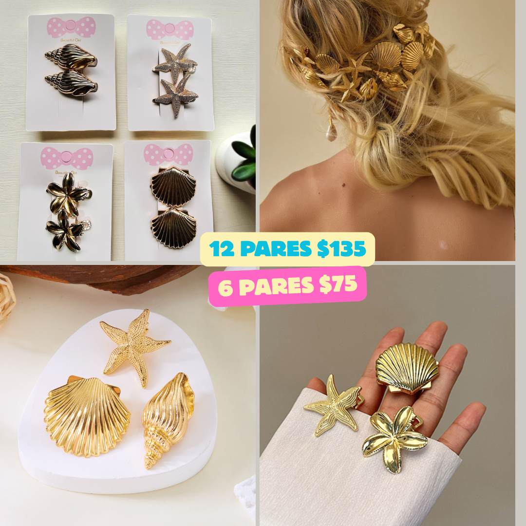 pasador en par con diseños de mar, codigo a166