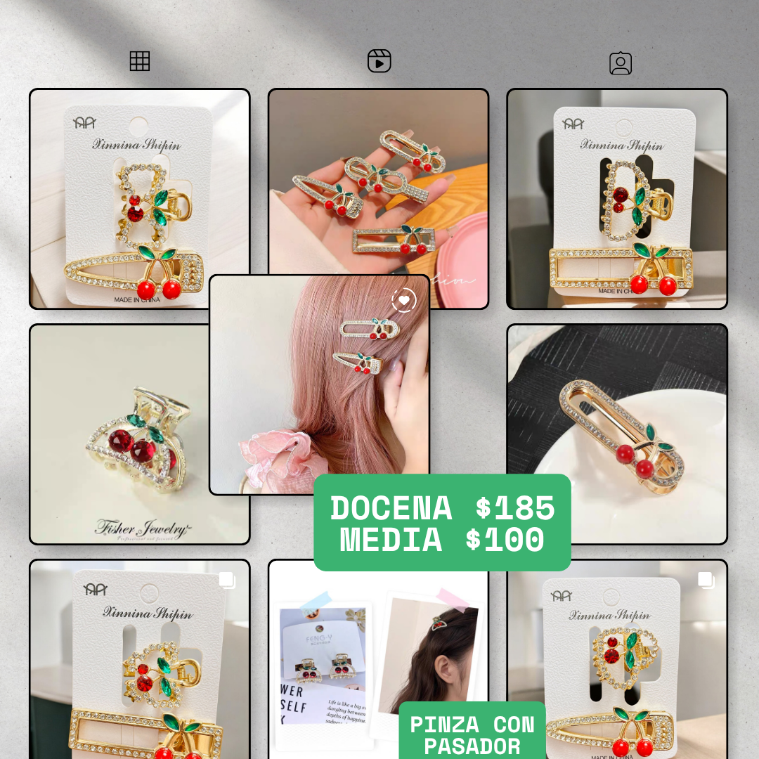 pinza cereza chica con pasador, detalles de cerezas, código a44