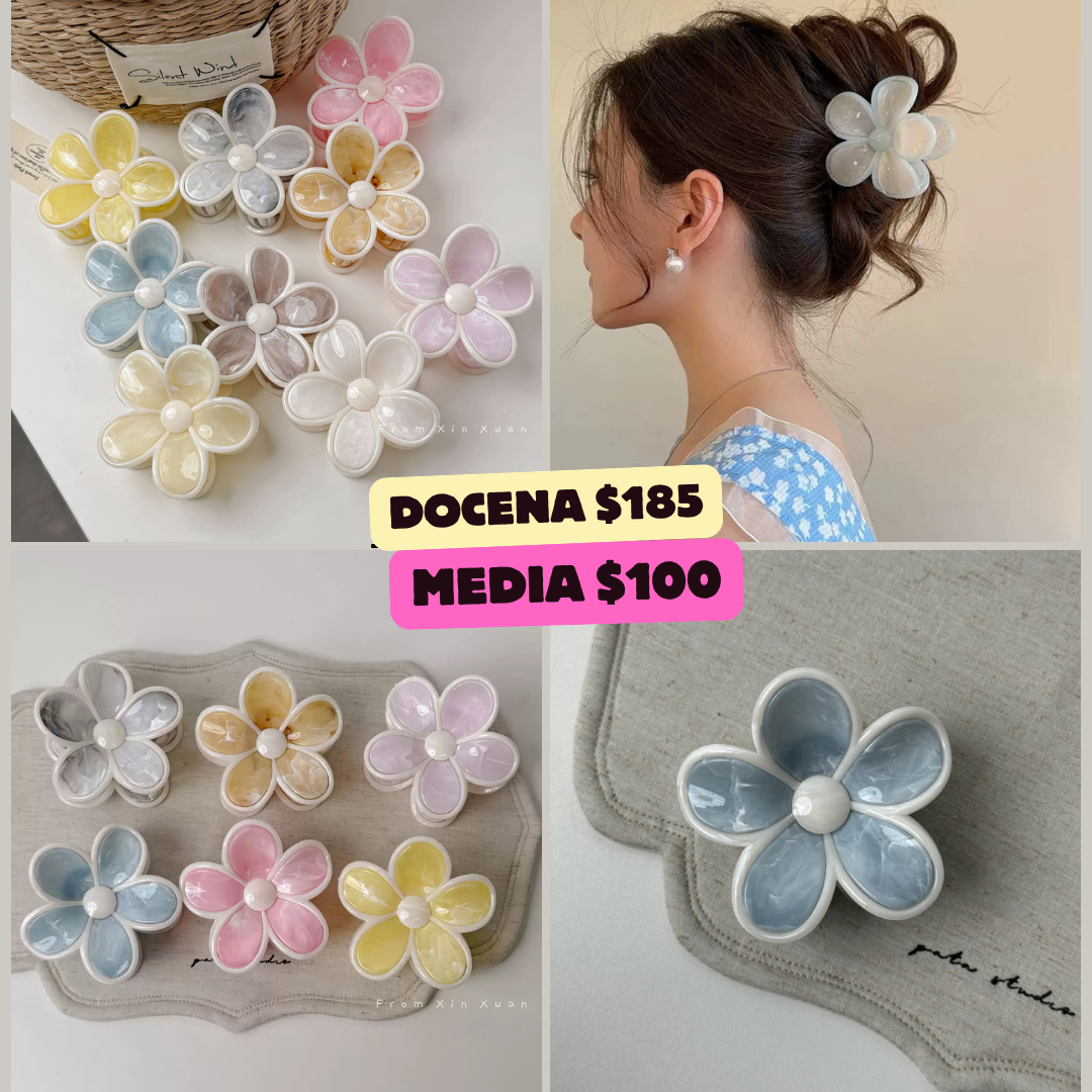 Pinza flor de mármol con orilla blanca, codigo a273bis