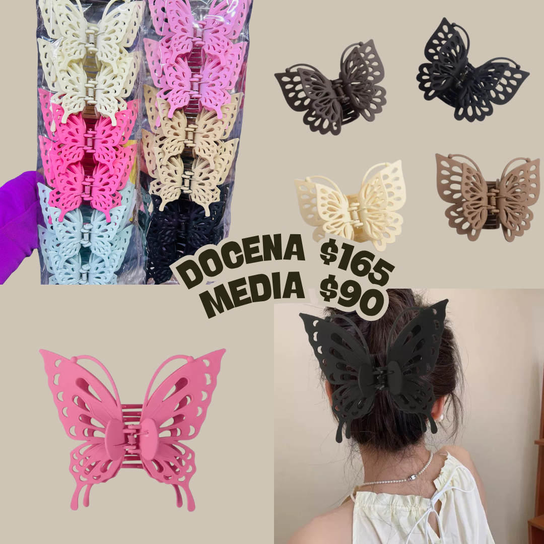 pinza mariposa de colores, codigo a701