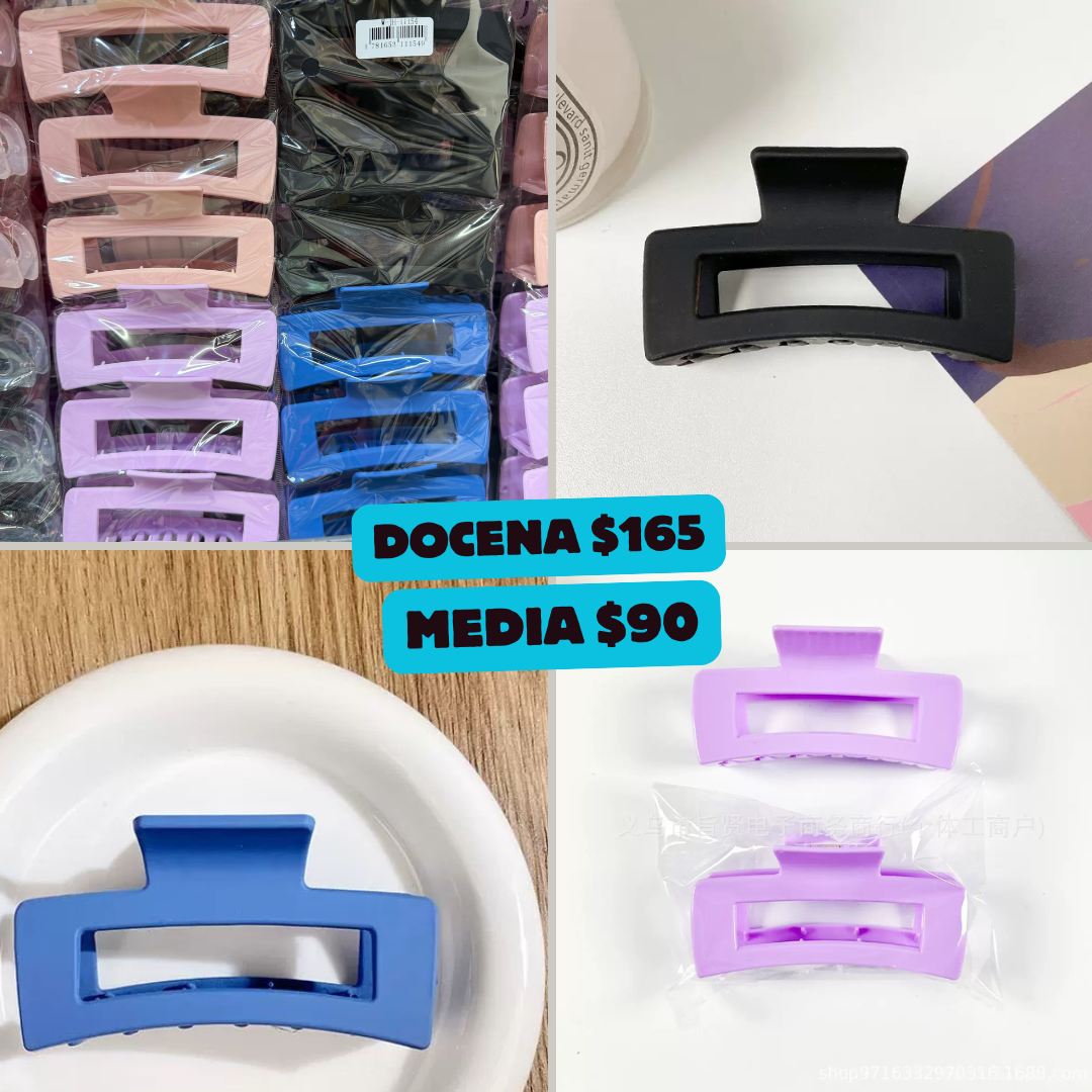 pinza rectangulo lila con azul, salmón, y negro, codigo a278bis
