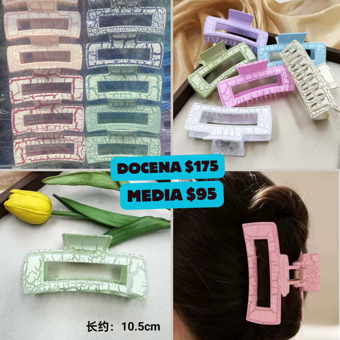 pinza craqueleada rectangulo de colores, codigo a296bis