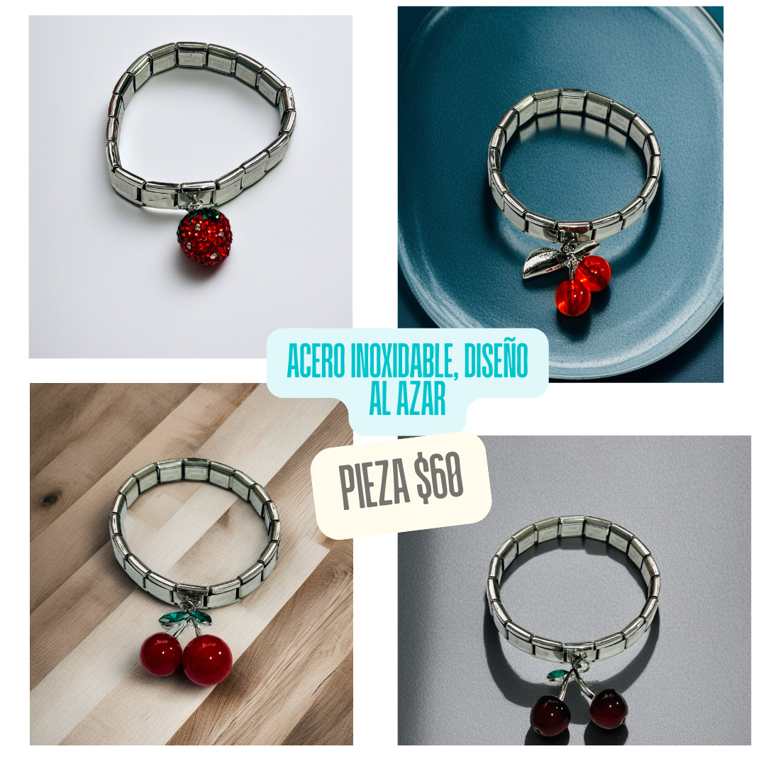 pulsera acero cerezas, codigo a277