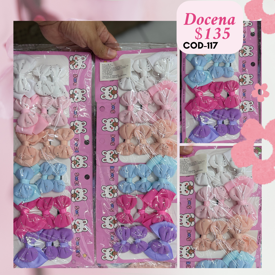 moños en set, c/set con 3 moños, 12 sets, codigo a117