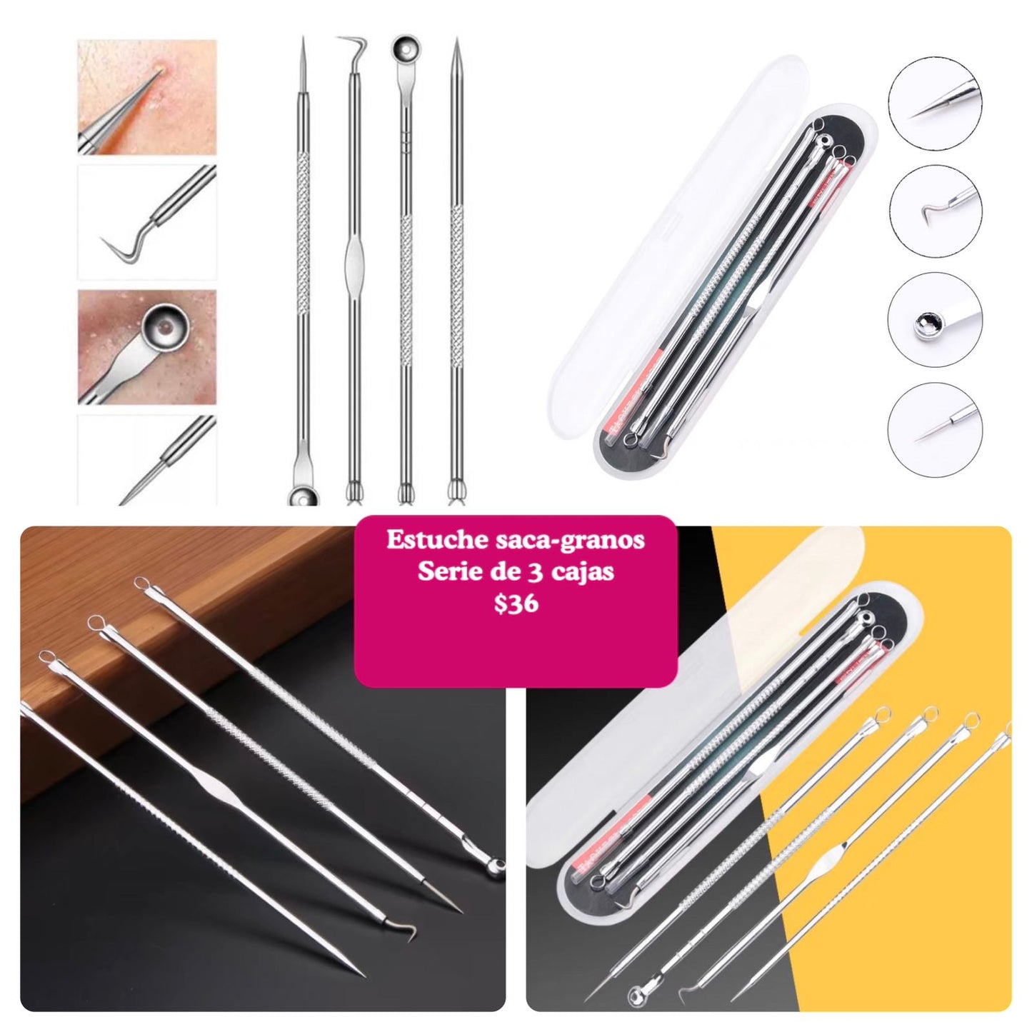 Pinzas para granos, set de 3 cajitas, codigo a701