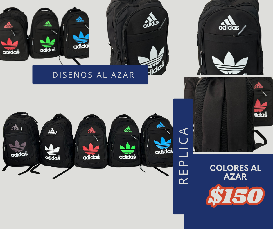 Mochila adidas con triple cierre, colores al azar, codigo a905