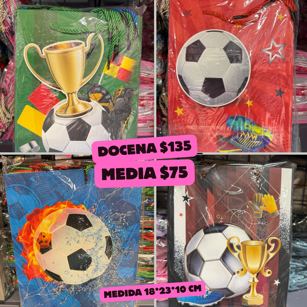 Bolsa de regalo futbol, medida 18*23*10 cm, codigo a921