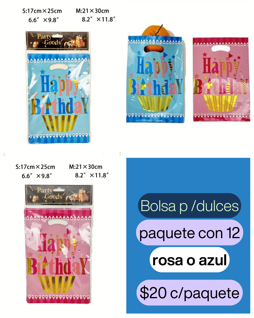 Paquete de bolsa para dulces, paquete con 12 piezas, codigo a706