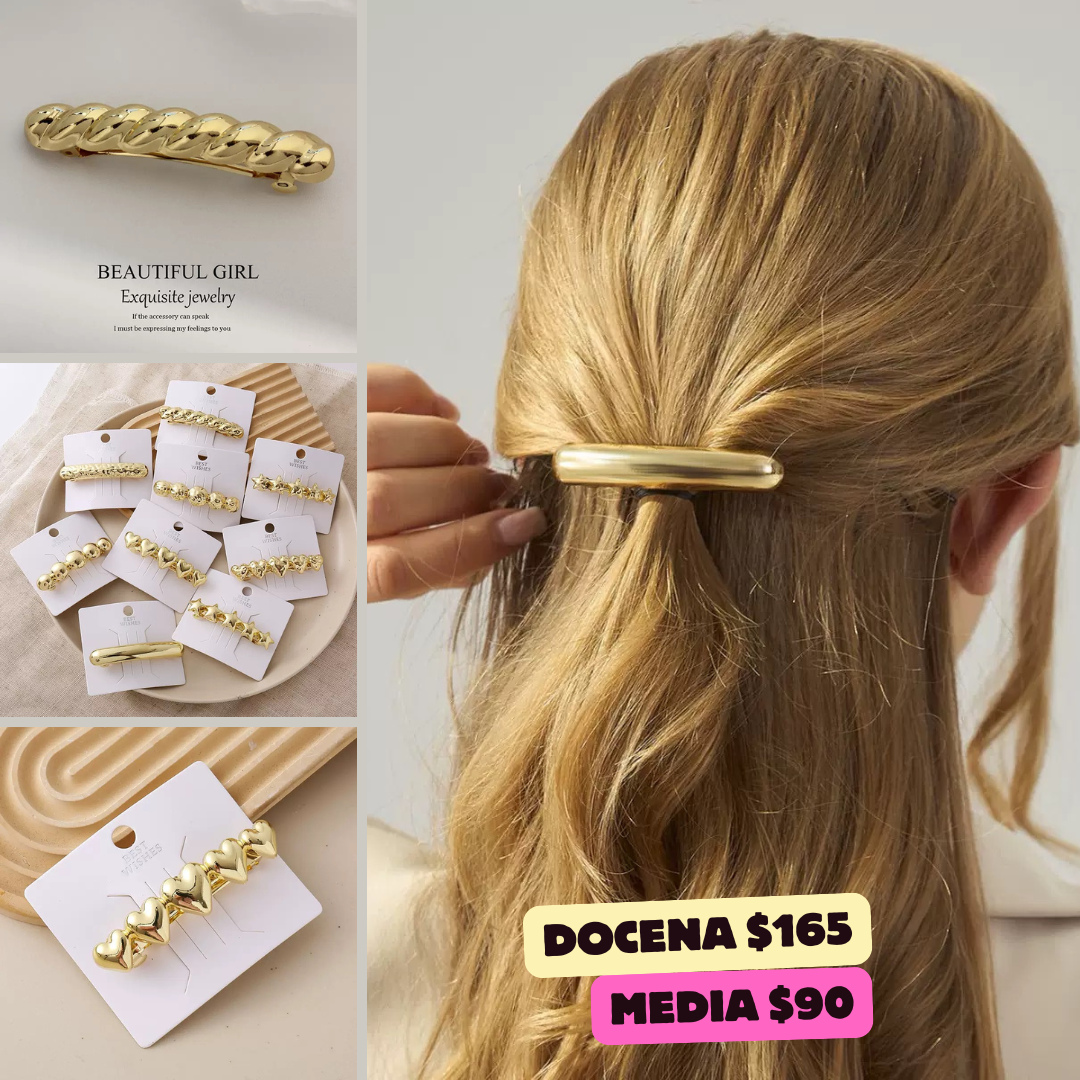 broche de metal dorado de diferentes diseños, codigo a700