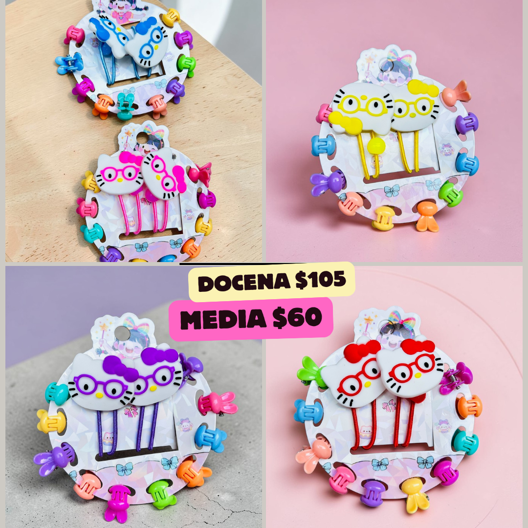 mini pinzas con ligas de gatita, codigo a52