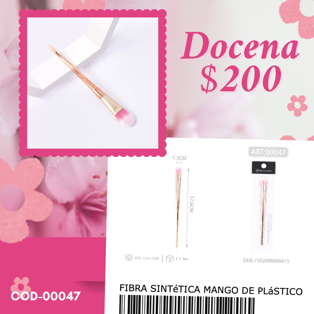 brochas doradas para sombras, docena, codigo 00047