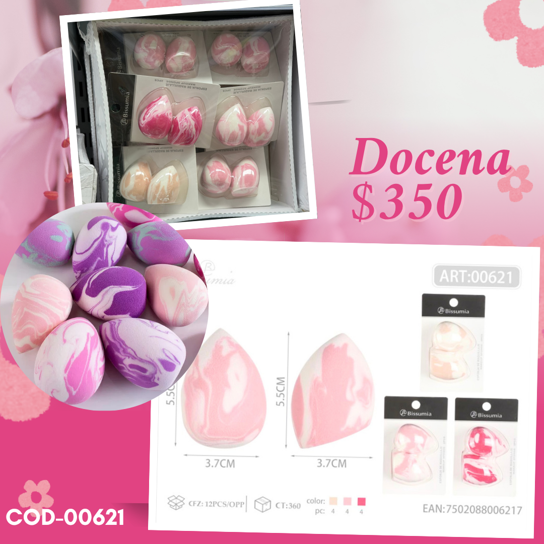 set de esponjas en pares, 12 sets, codigo 00621