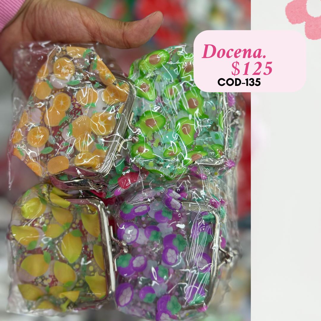 monedero de frutas, docena, codigo a135