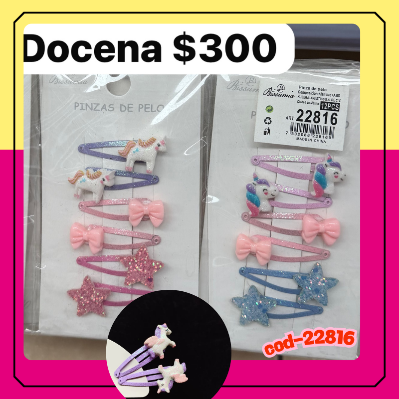 cucas de unicornio, monito y estrellita, 12 sets, codigo 22816