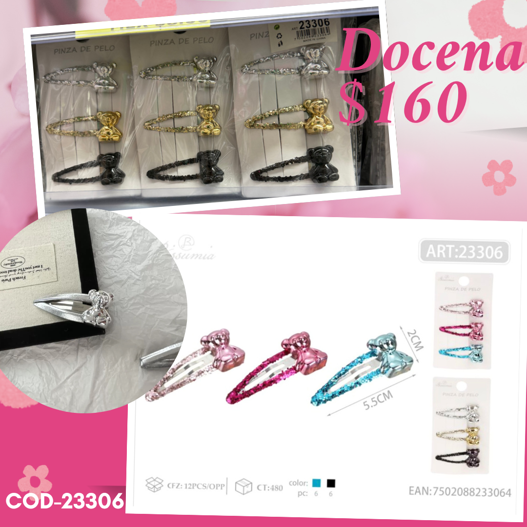 cucas de oso en set de 3 piezas c/u, 12 sets, codigo 23306