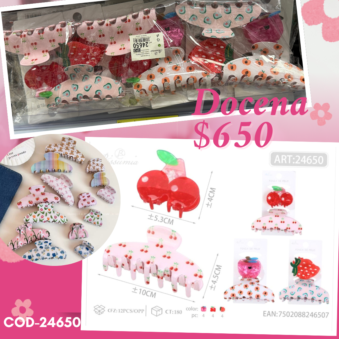 pinza en pares de cerezas,, 12 pares, codigo 24650
