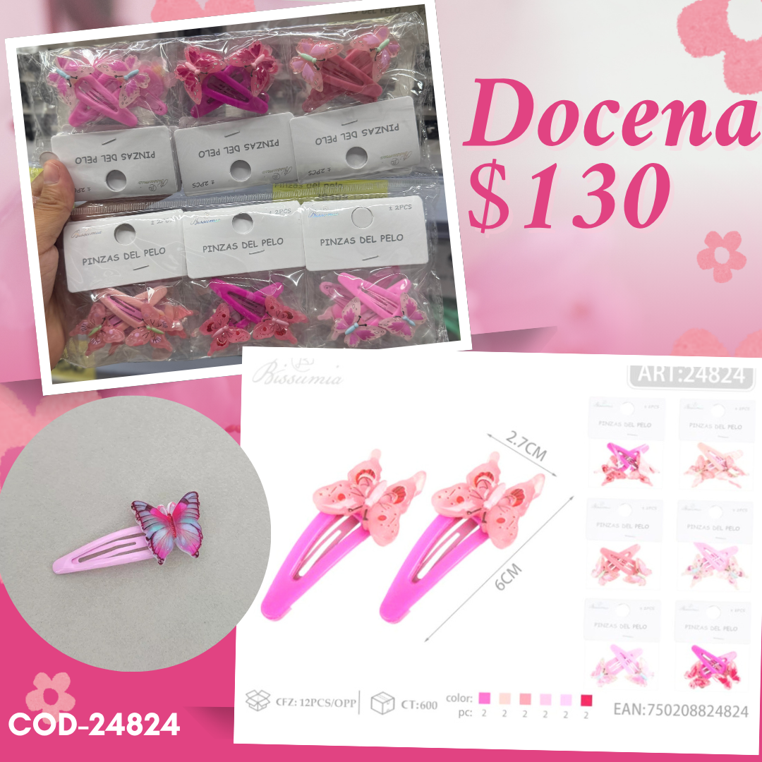 cucas de mariposa en pares, 12 pares, codigo 24624