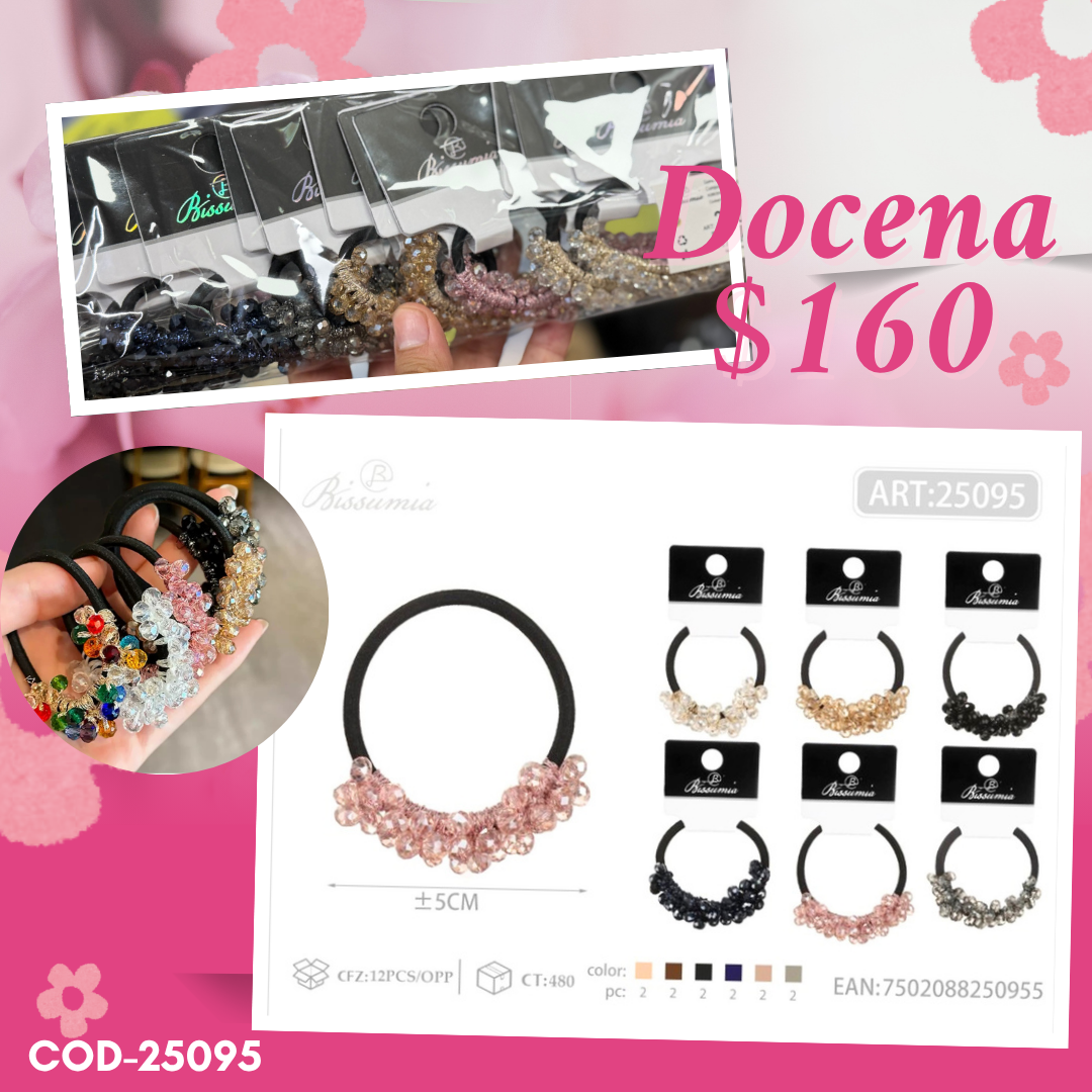 liga con mitad de pedrería, de colores, docena, codigo 25095