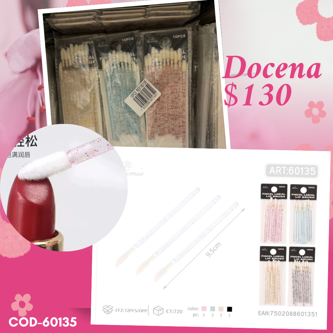 aplicadores para labiales en set, desechables 12 sets, codigo 60135