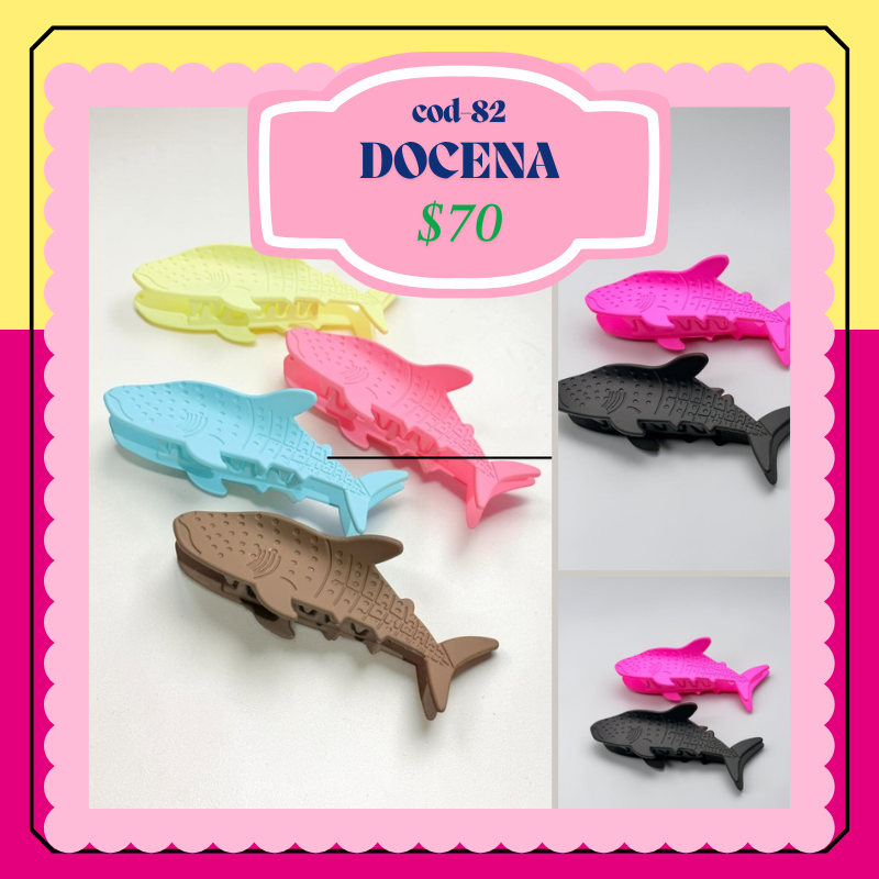 pinza de tiburón de colores de plastico, codigo a82