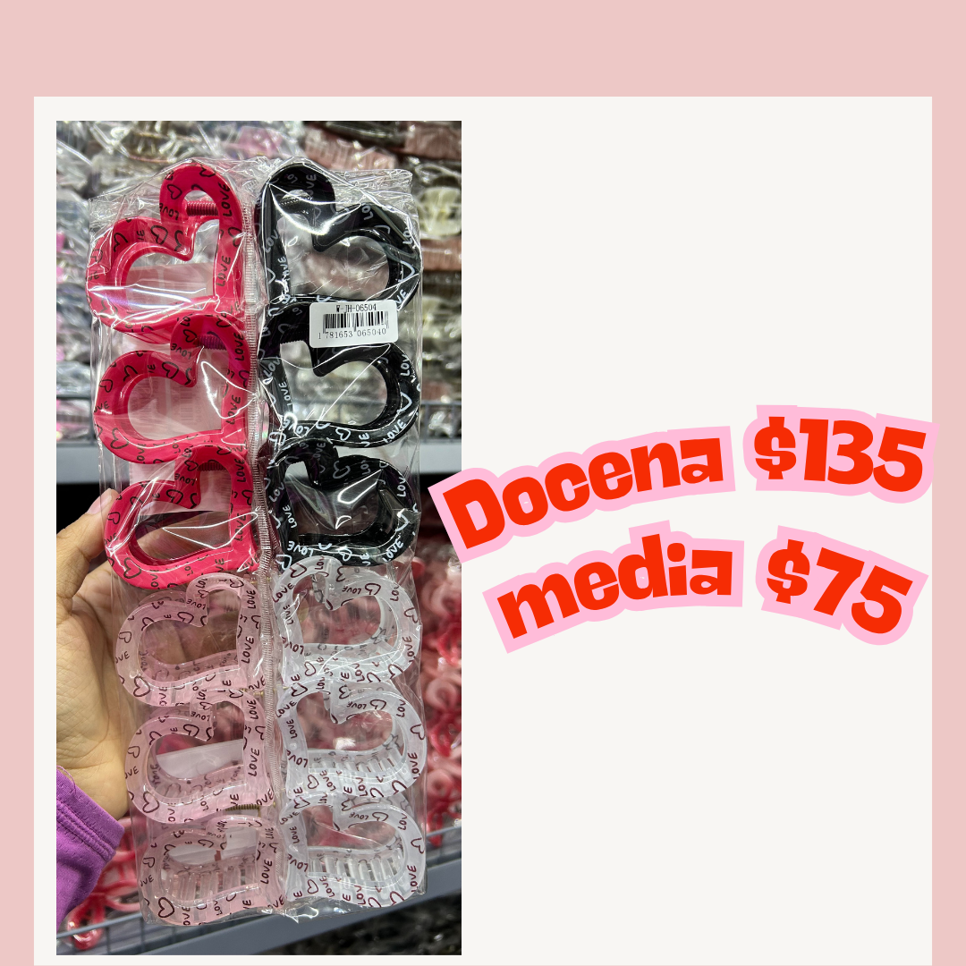 pinza corazones con diseños, codigo a104bis