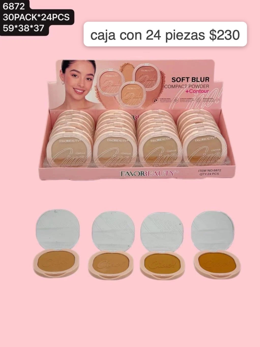 polvo compacto, caja con 24 piezas, codigo 6872