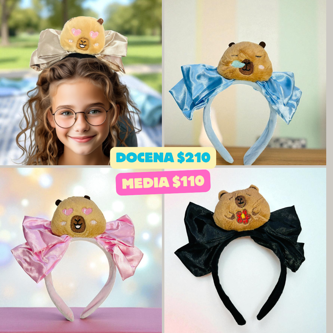 Diadema moño con capibara, codigo a219