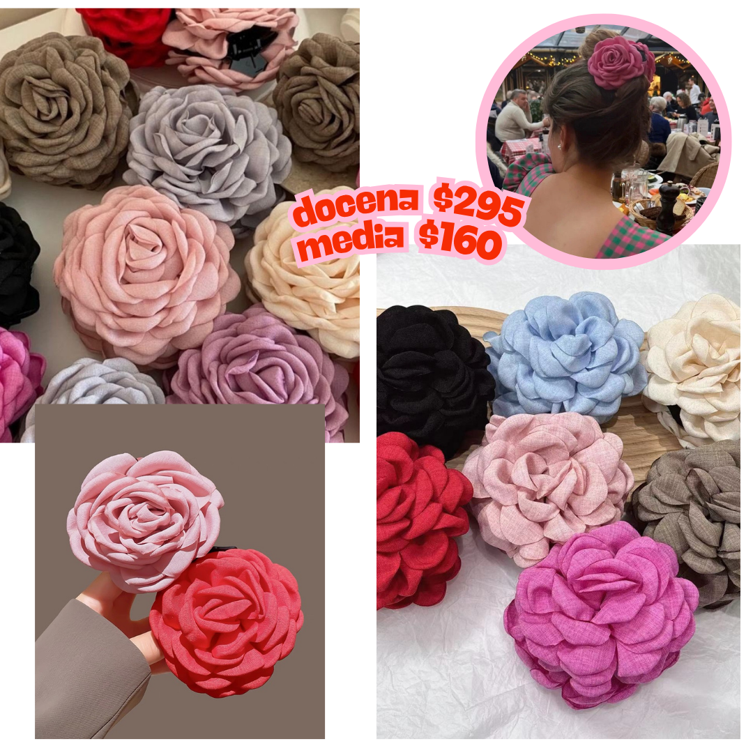 Pinza flores de tela, codigo a218