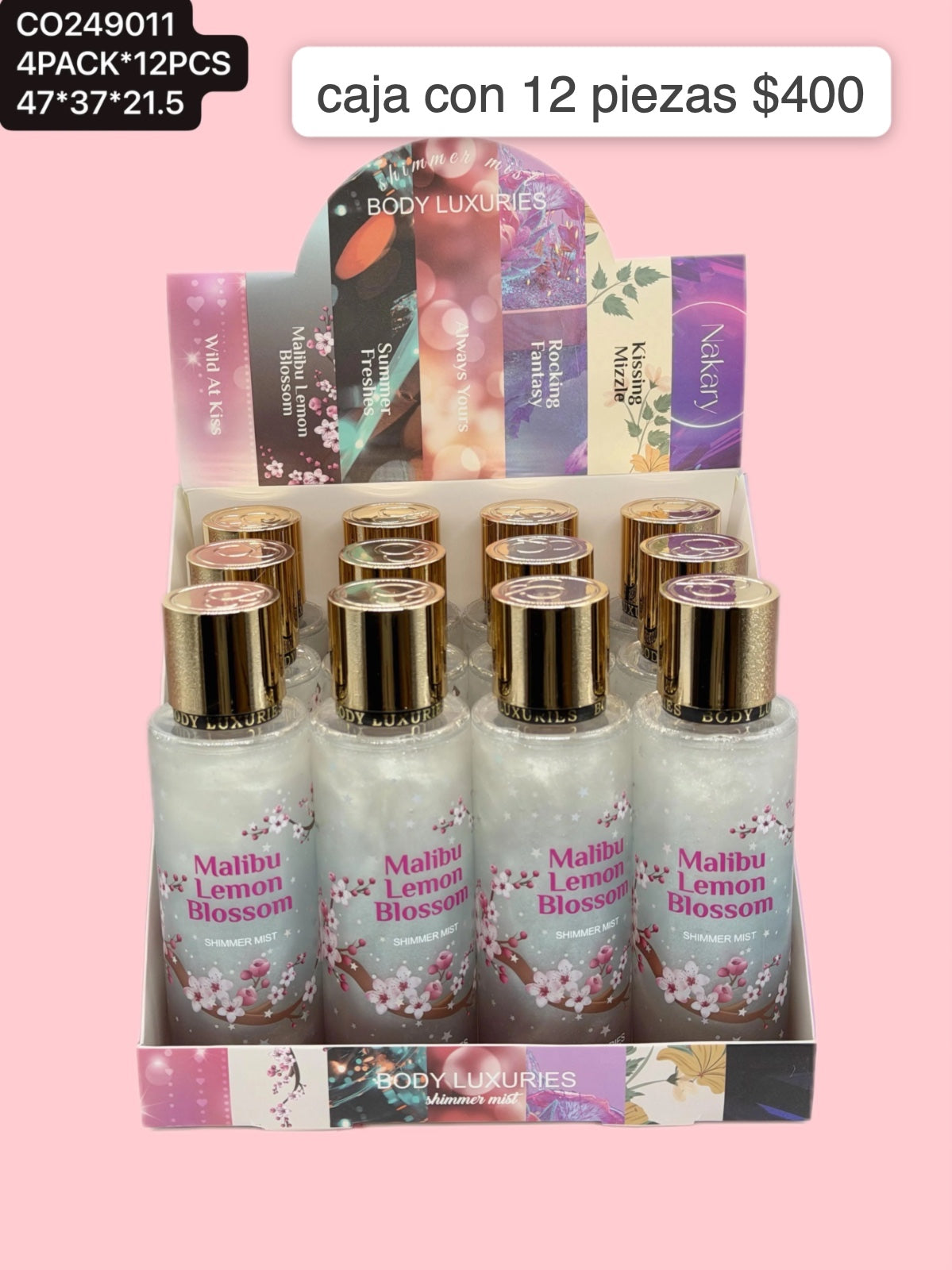 body con brillos, caja con 12 piezas, codigo co249011
