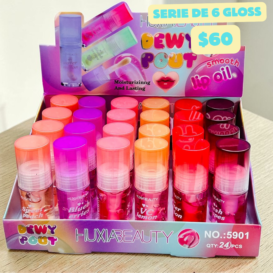 serie de 6 gloss, tipo aceite, codigo a57bis