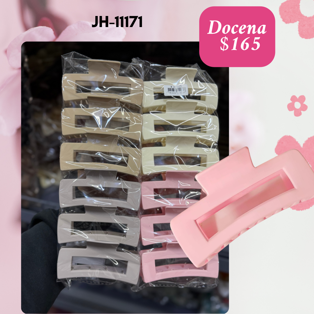 Pinza rectangulas en tonos pasteles, docena, codigo jh-11171