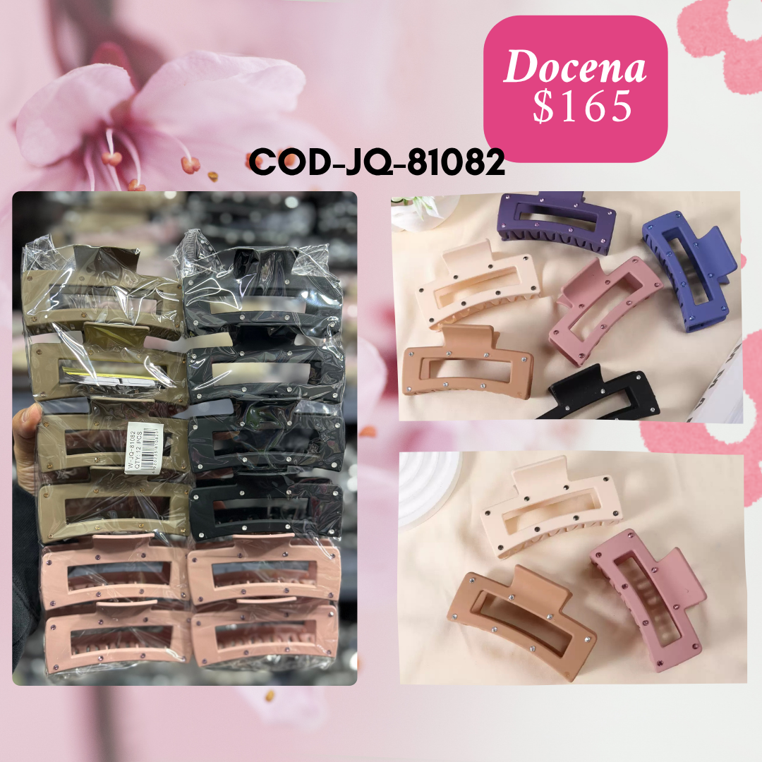 pinza rectángulo con piedras, docena, codigo jq-81082