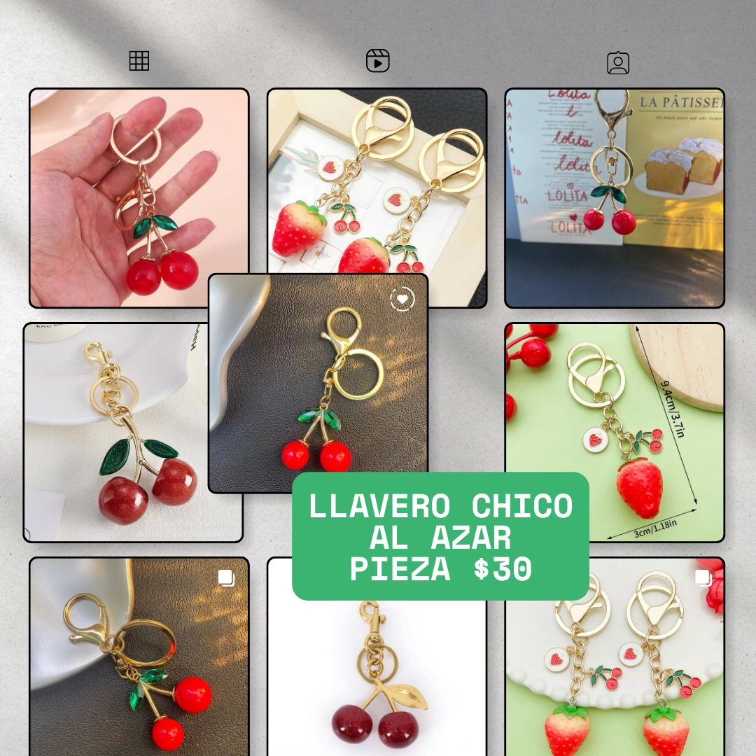 llavero chico de cereza o fresa, al azar, código a3