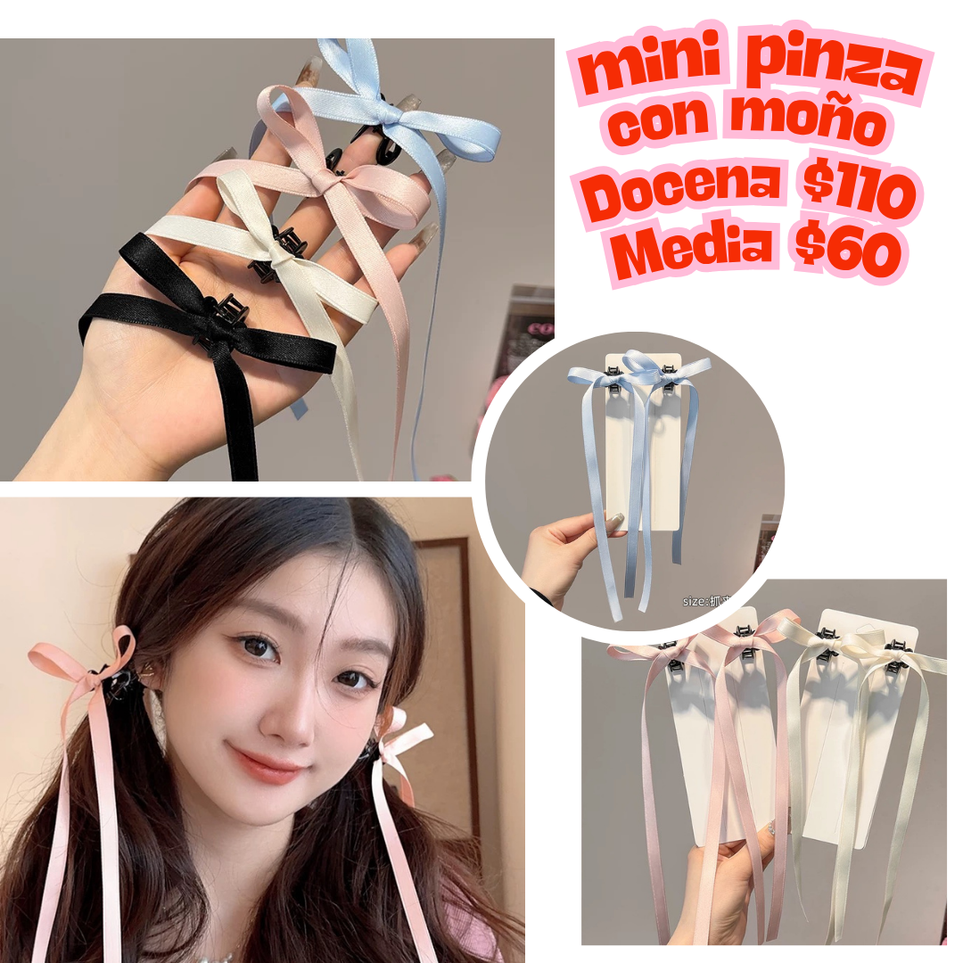 Mini pinza con moño en pares, codigo a405